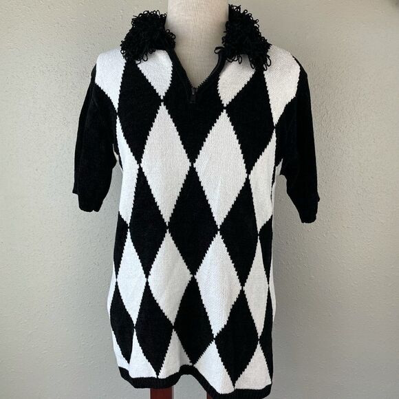 Lisa International Quarter Zip Sweater Top Size M EUC - Picture 1 of 7